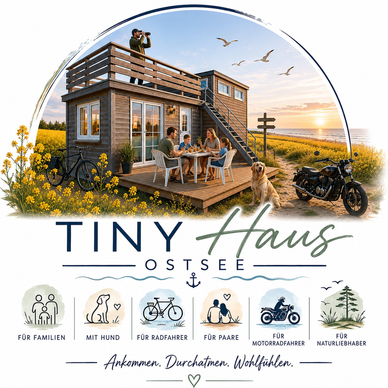 Tiny House Nachtigall Ostsee – Workation, Familie, Radfahrer und Motorradfahrer am Barther Bodden